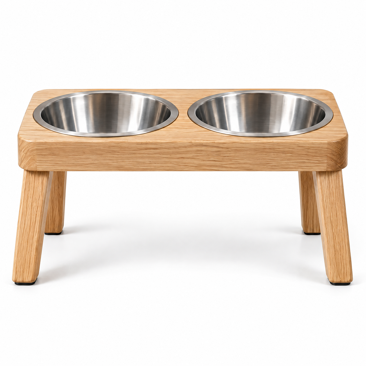 Velnorell™ OakRise Elevated Double Pet Bowl Stand