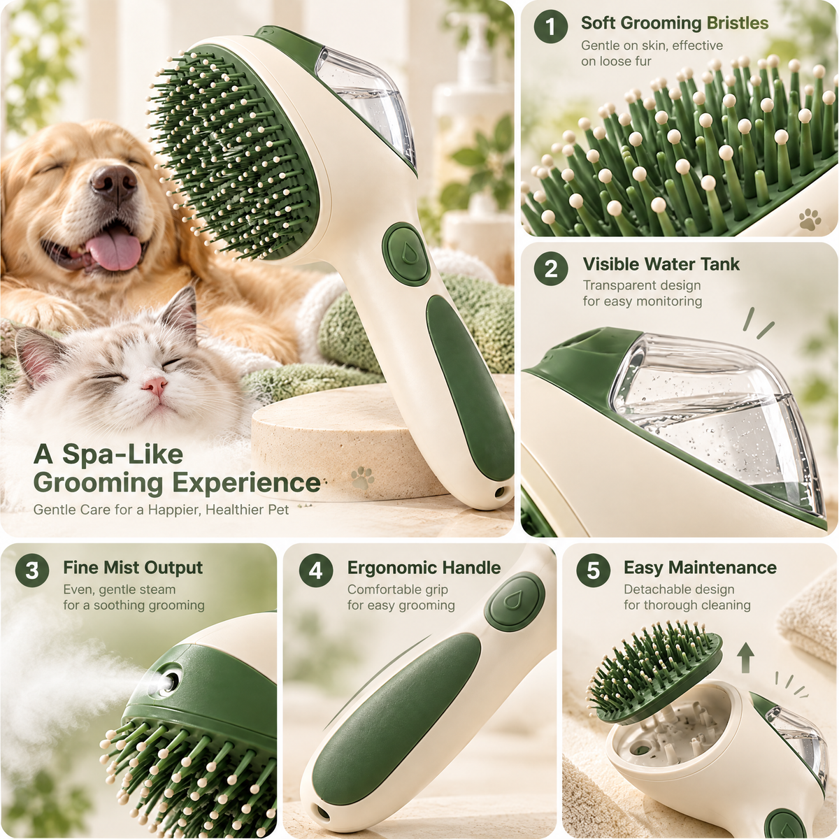 Velnorell™ MistEase Pet Grooming Brush
