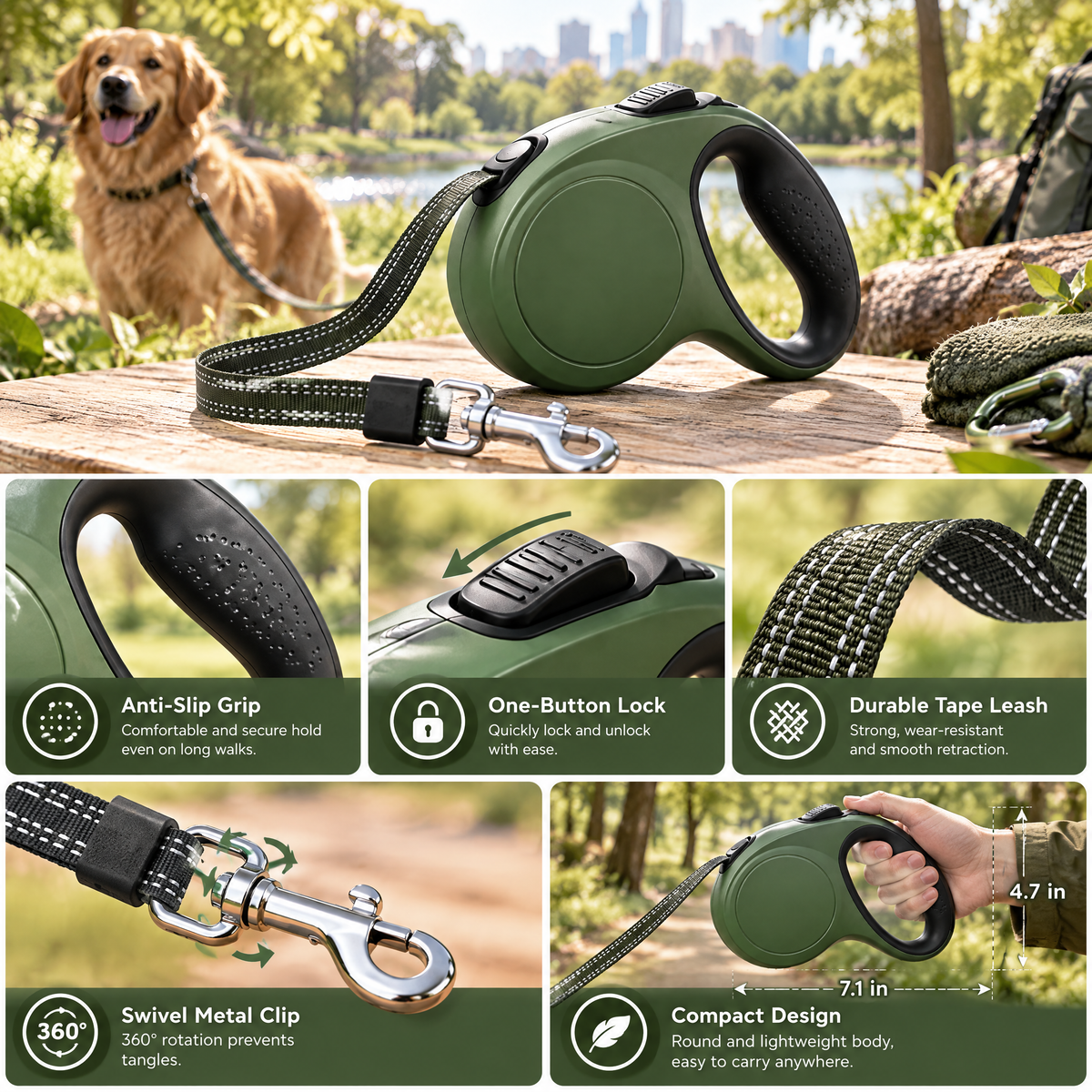 Velnorell™ TrailFlex Retractable Dog Leash