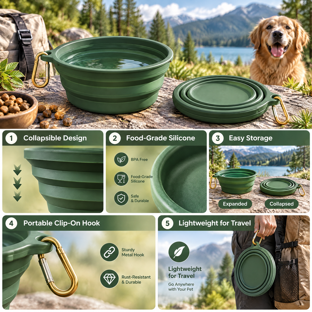 Velnorell™ PackBowl Collapsible Pet Travel Bowl