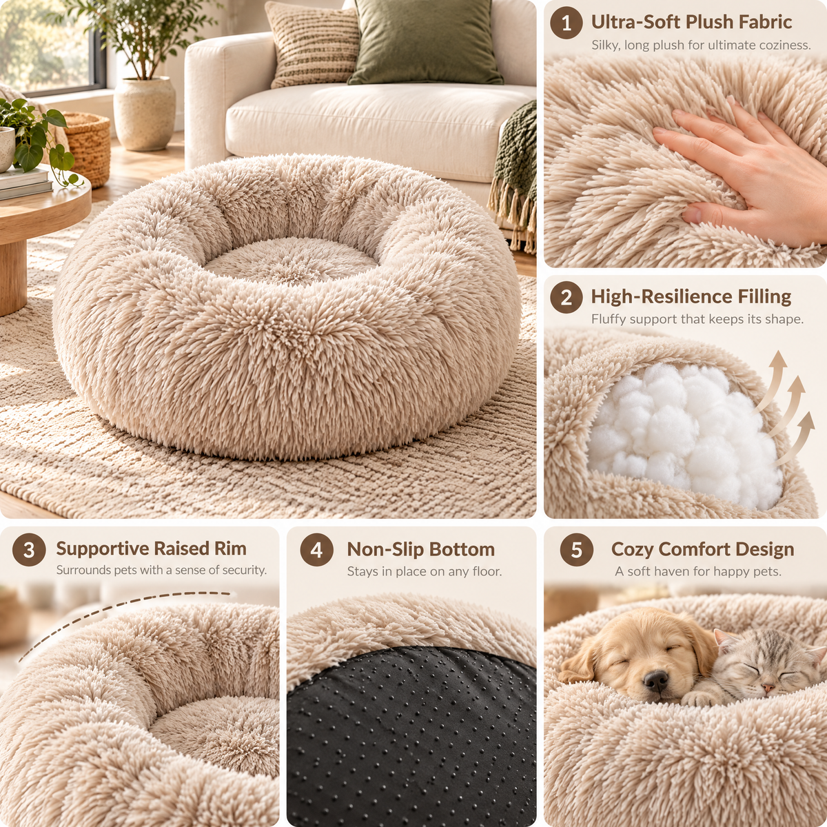 Velnorell™ CloudNest Calming Donut Pet Bed