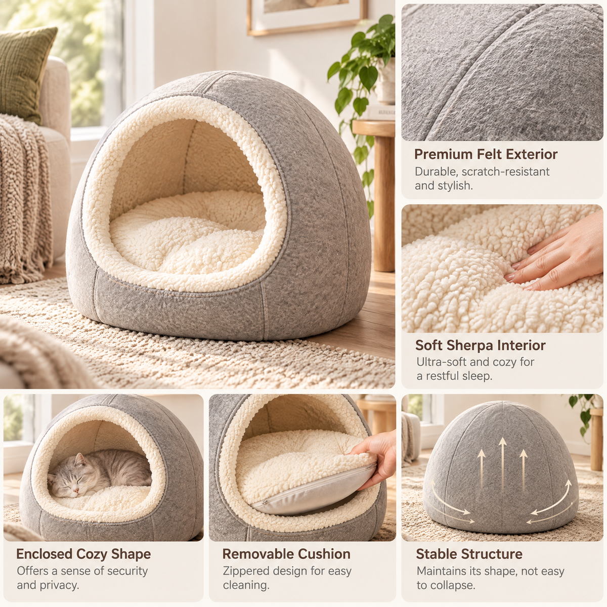 Velnorell™ CozyCove Hooded Pet Bed